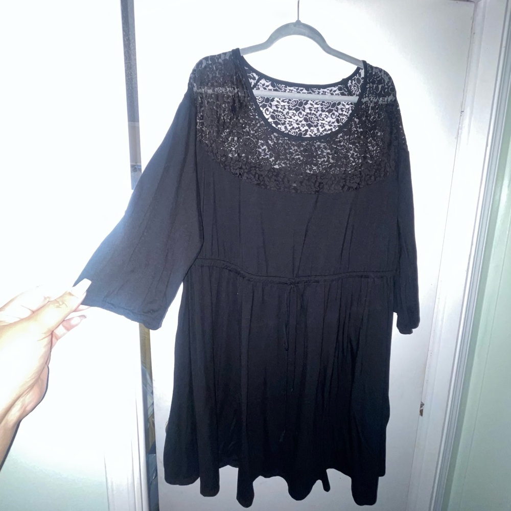 Black Torrid skater dress with lace shoulders size 3